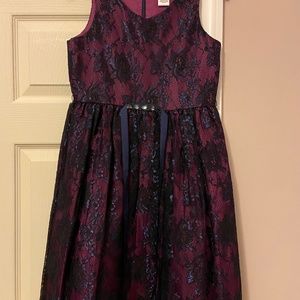 Beautiful purple dress with navy lace overlay